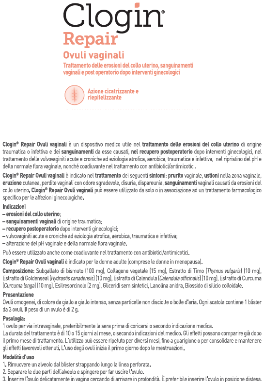 Foglietto illustrativo di Clogin® Repair ovuli vaginali (pagina 1)